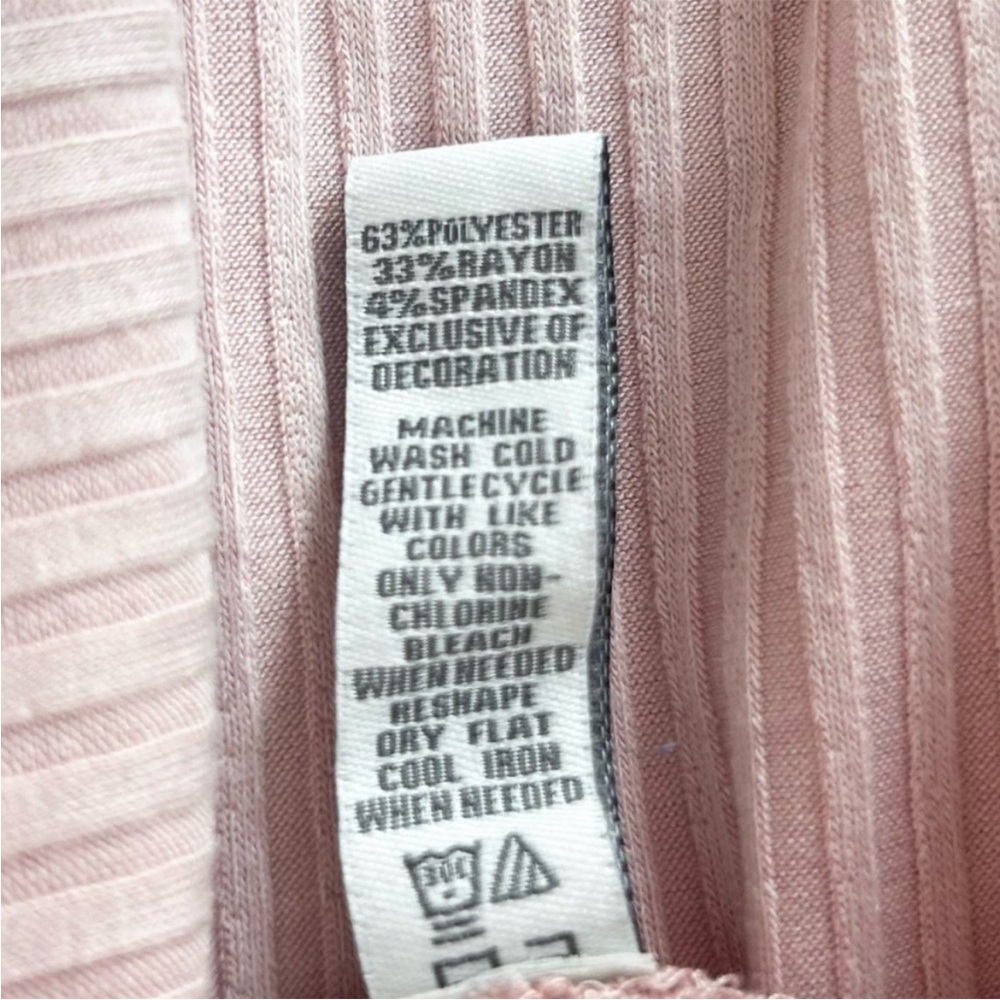 American Rag Size Medium Light Pink Ribbed Long Sleeve Top Corset Back - Picture 4 of 5